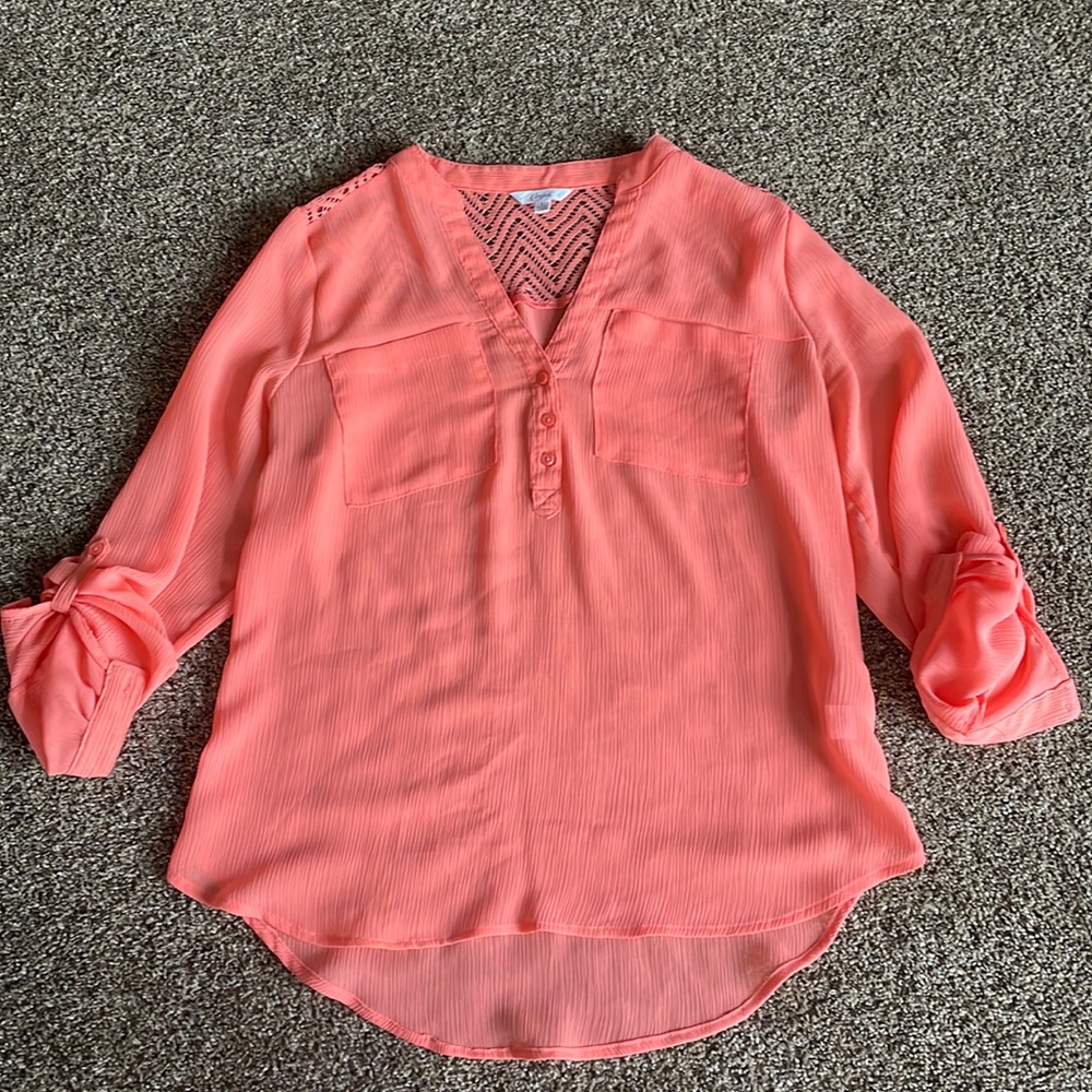 Candies light orange blouse, size large